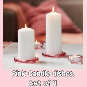 Elegant Pink Candle Dishes Set of 4